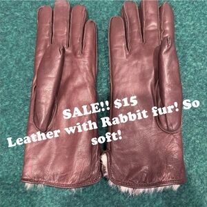 Brown Leather Gloves with Rabbit Fur